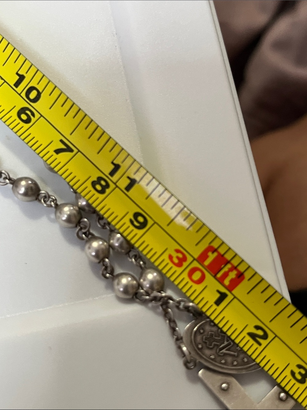 Religious Silver-Tone Rosary Necklace with Crucifix - Picture 5 of 9